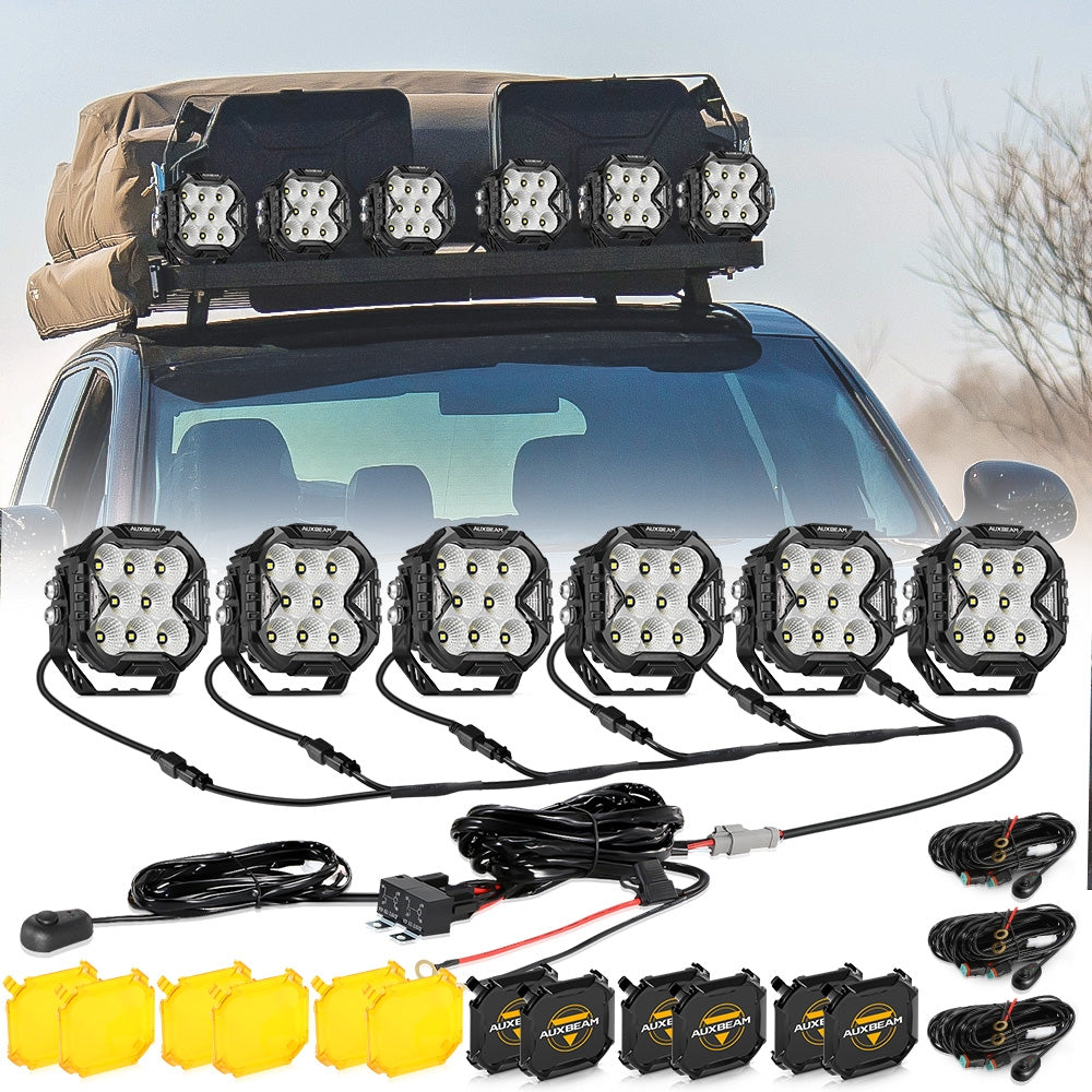 CUBE-Z Series 4 Inch Flood LED Pod Lights Off Road Lights with White DRL & Amber Turn Signal Lights - Auxbeam  – éclairage LED auto