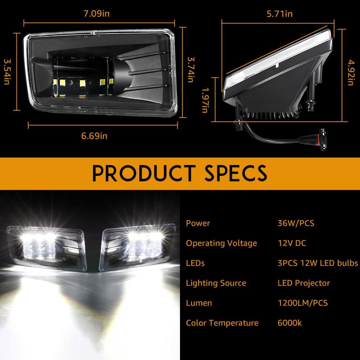 (2pcs/set) 36W Black LED Fog Lights 5202 for GMC YUKON 2015-2016