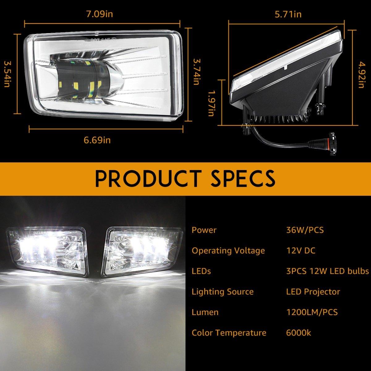 (2pcs/set) 36W Chrome LED Fog Lights 5202 for GMC YUKON 2015-2016