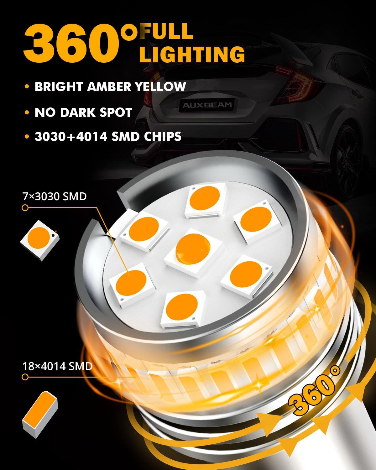 1157 BAY15D LED Turn Signal Light Rear/Front, Side Maker Light Bulbs 11W 4000LM 3500K Amber B1 Series | 2 Bulbs