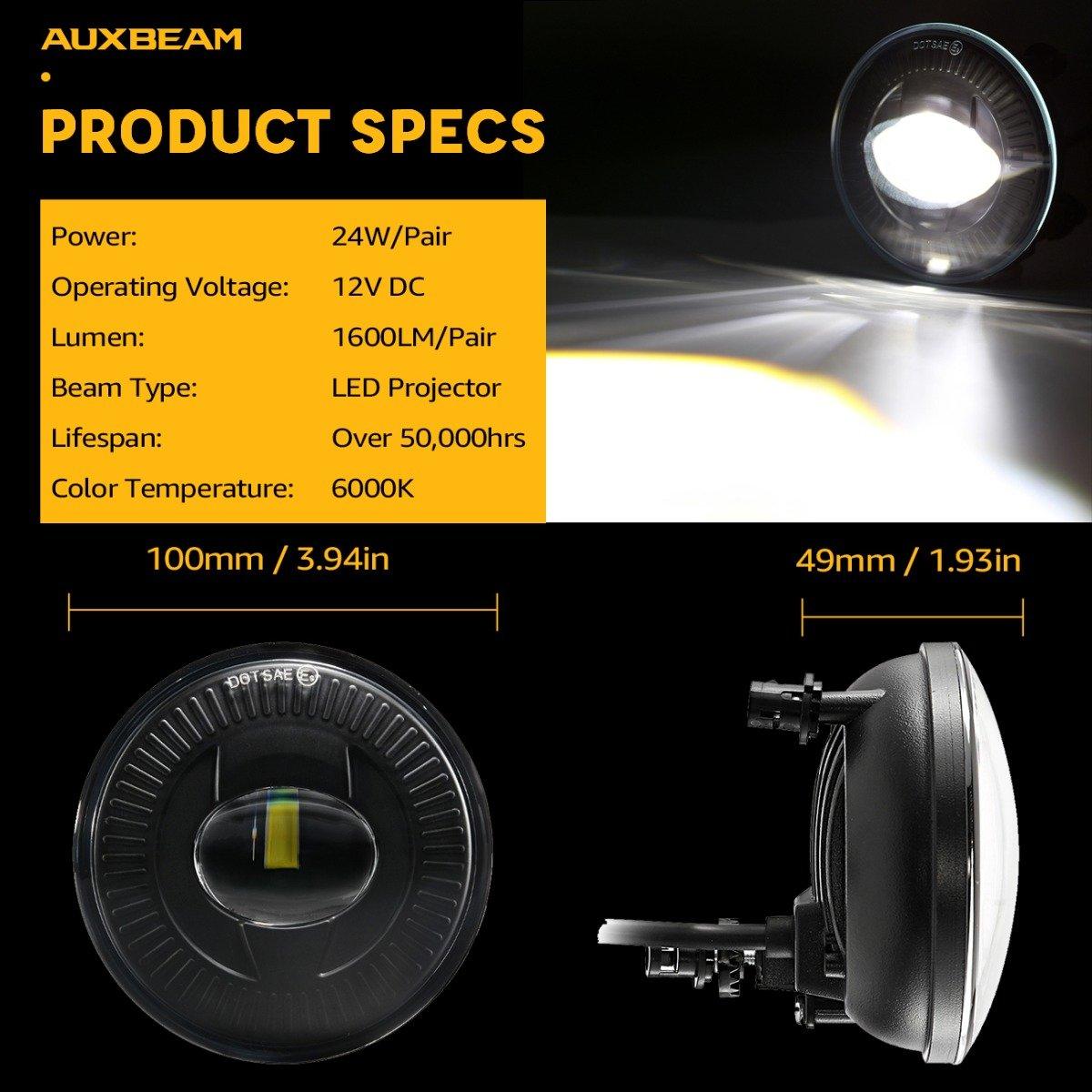 (2pcs/set) 24W Round Black LED Fog Light 5202