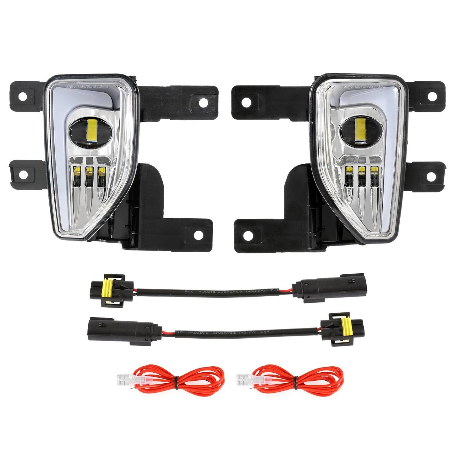 (2pcs/set) 45W DOT Approved LED Fog Lights with DRL for 2016-2018 Chevy Silverado 1500 (Chrome) 