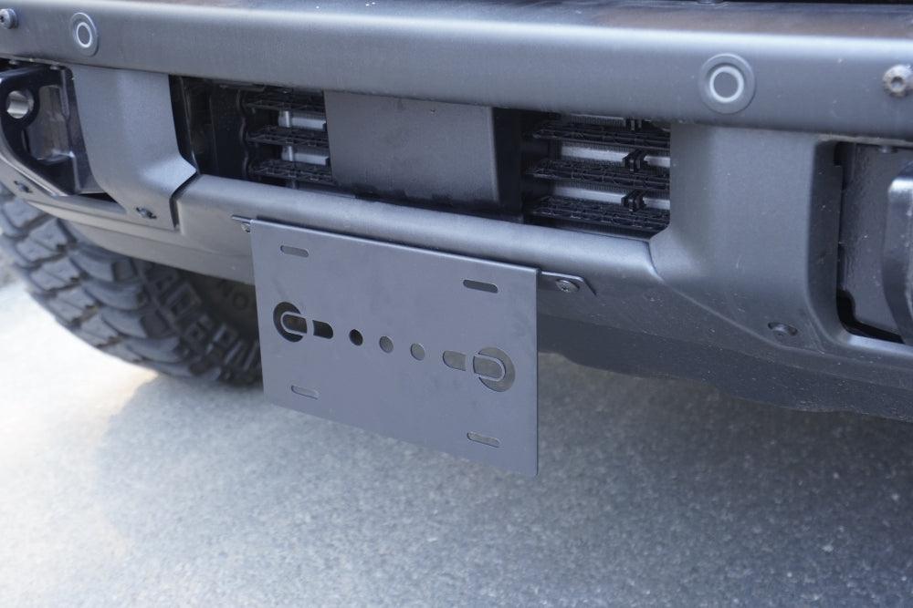 حامل لوحة ترخيص المصد الأمامي متوافق مع ملحقات فورد برونكو 2021 وما بعده 2021 2022 2023 4/2 باب