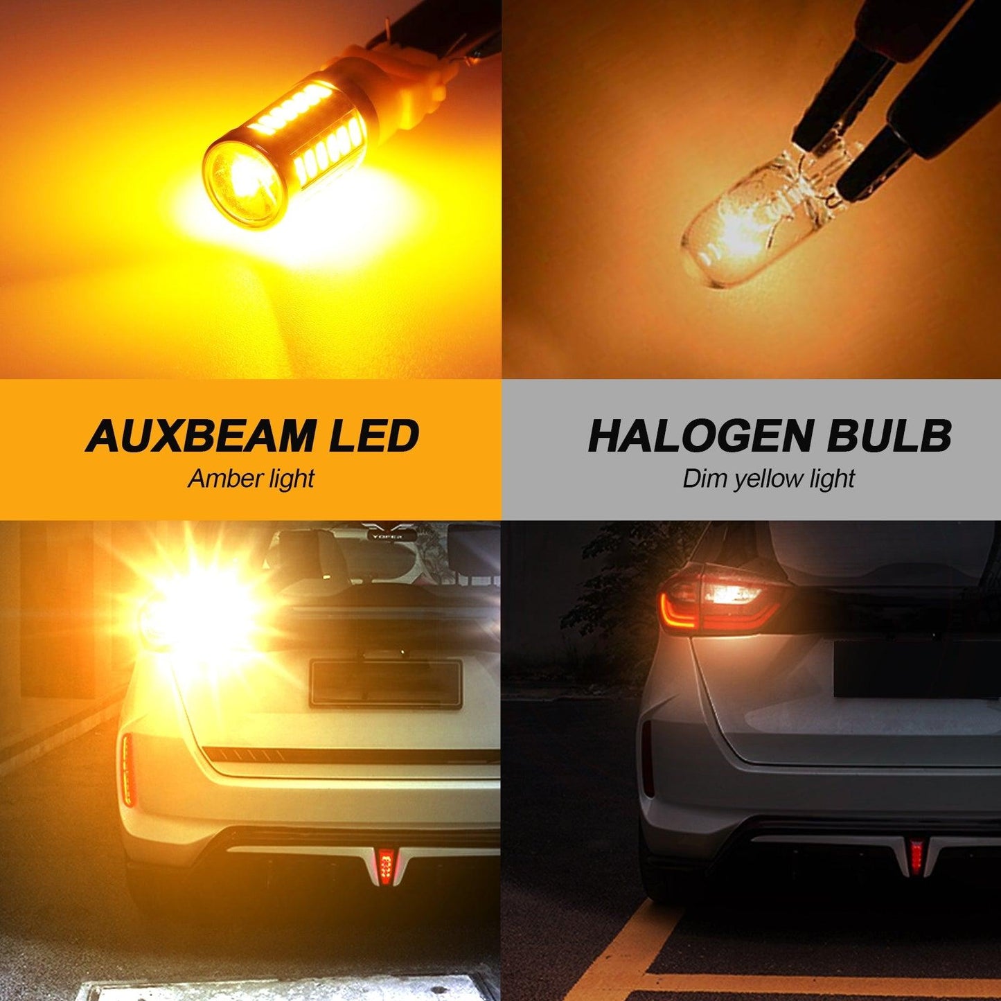 T25 3157 3156 LED Turn Signal Light Rear/Front, Side Maker Light Bulbs 20W 4000LM 3500K Amber 33LED Series | 2 bulbs 