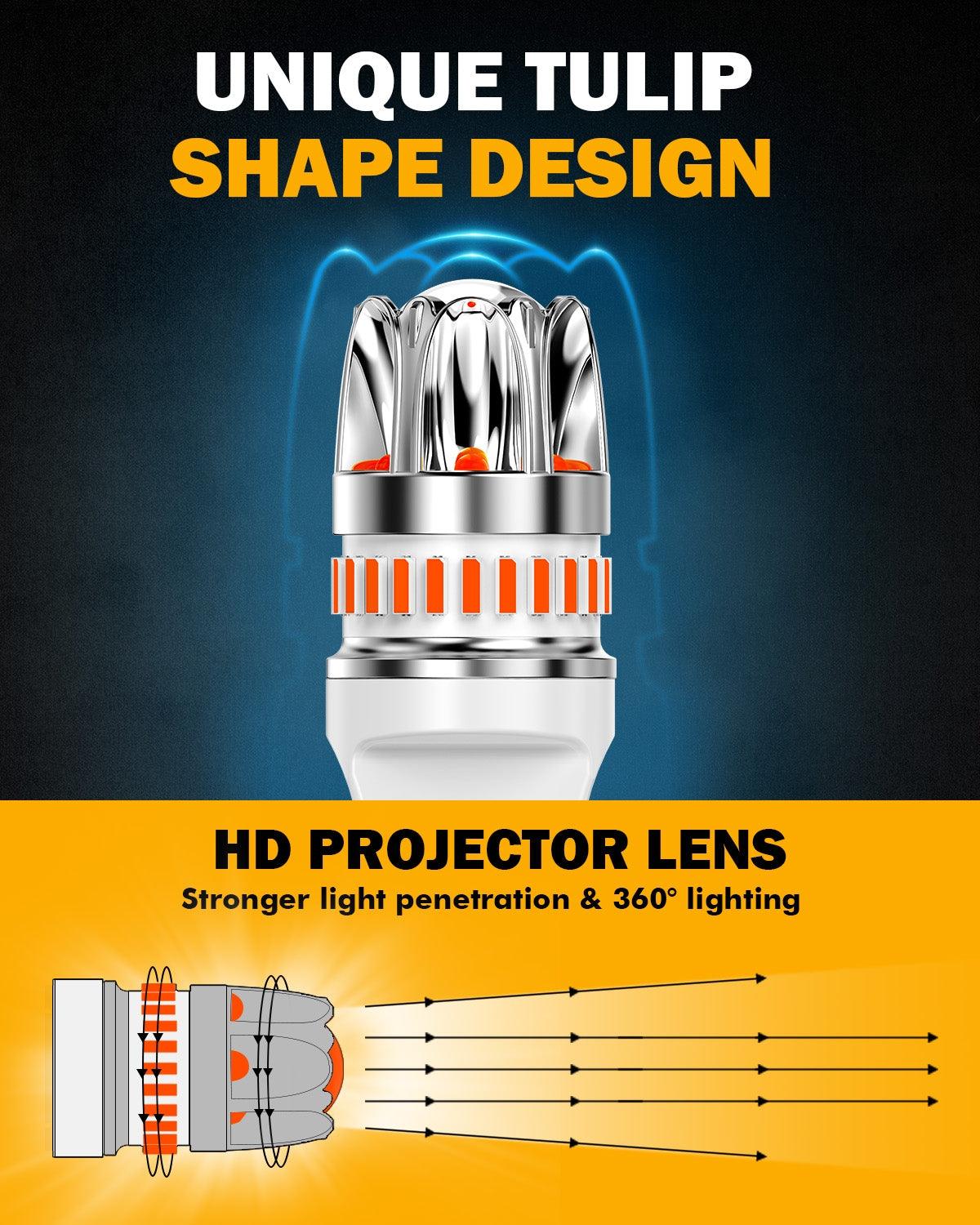 T20 7443 7440 LED Brake/Tail Light Bulbs 14W 6000LM CAN-Bus Error Free Red Y2 Series | 2 Bulbs