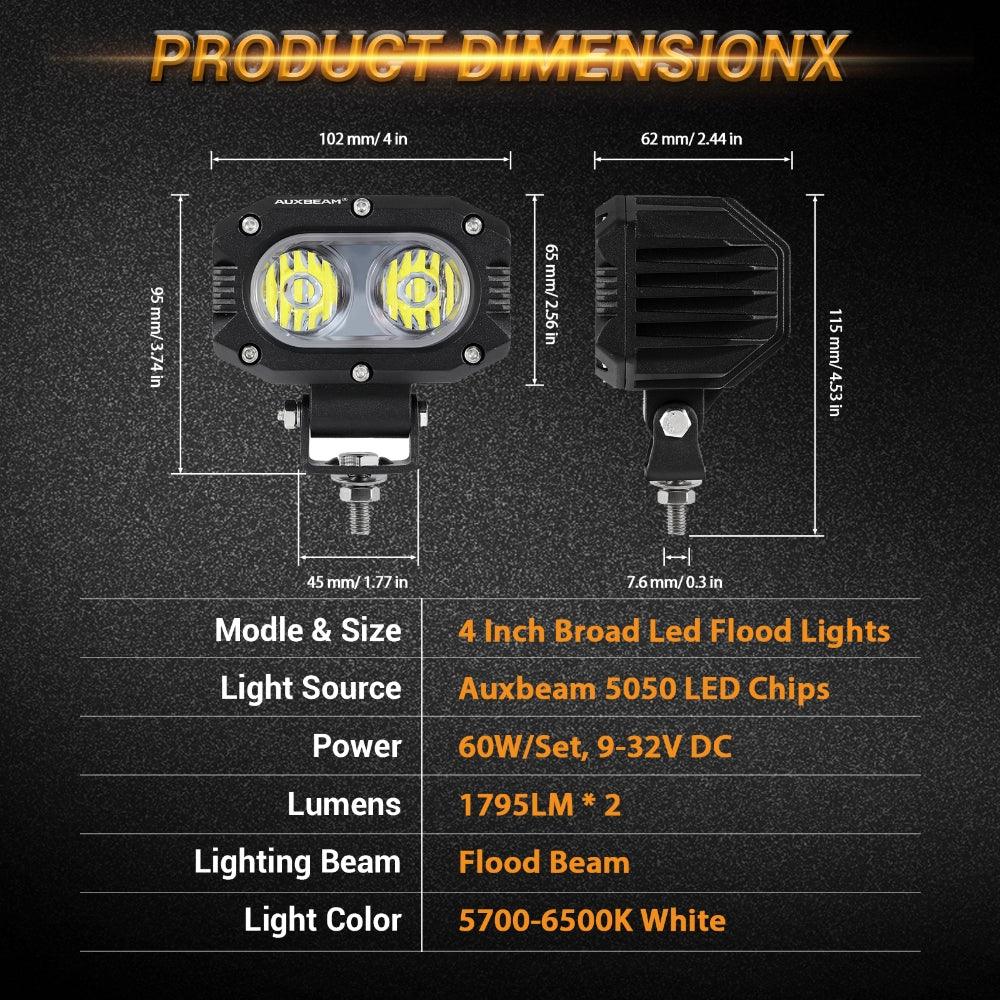 مصابيح LED 4 بوصات 30 وات بعدسة مموجة مع حامل تثبيت على شكل عمود لسيارة فورد برونكو 2/4 أبواب 2021 2022