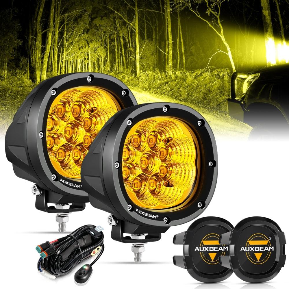 P4 Series | 4 Inch 90W 9000LM Round LED Driving Lights Flood Amber Pod Lights - Auxbeam  – éclairage LED auto