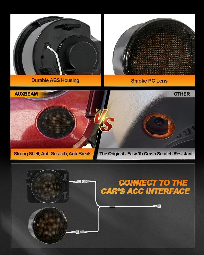 LED Smoke Tail Light Et Feux De Signalisation Avant Pour 2007-2017 Jeep Wrangler JK