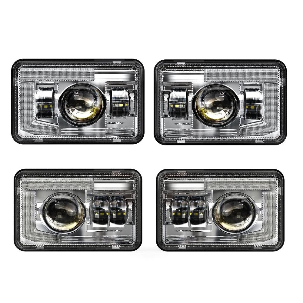 4x6 Inch DOT Sealed Beam LED Headlights with DRL For Peterbilt Kenworth Freightinger Ford Chevrolet