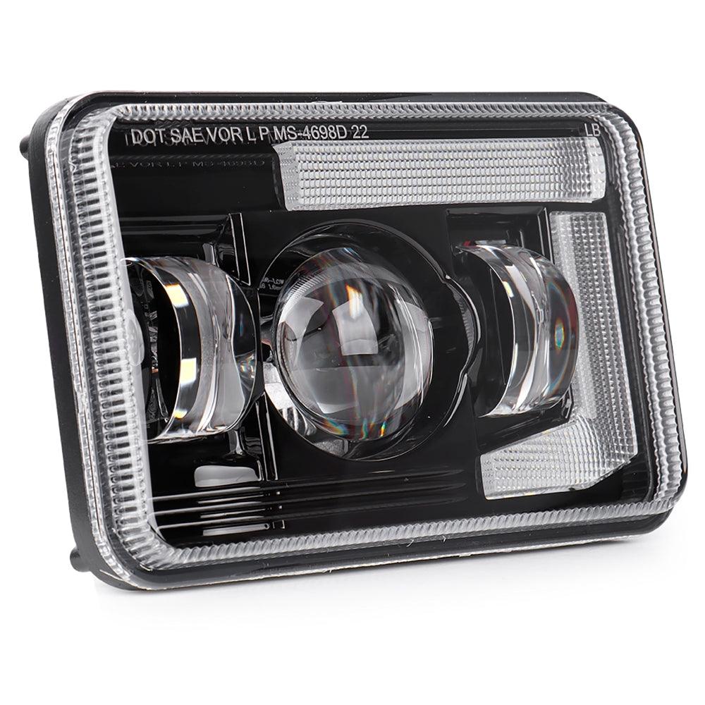 4x6 Inch DOT Sealed Beam LED Headlights with DRL For Peterbilt Kenworth Freightinger Ford Chevrolet