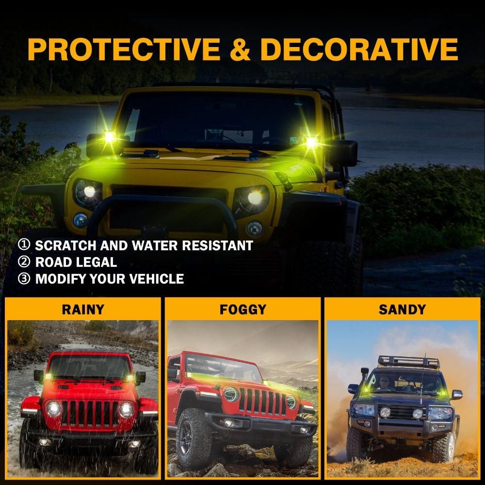 3 inch Amber LED Cube Light Covers for LED Pods Square Offroad Lights Driving Fog Lights - Auxbeam  – éclairage LED auto