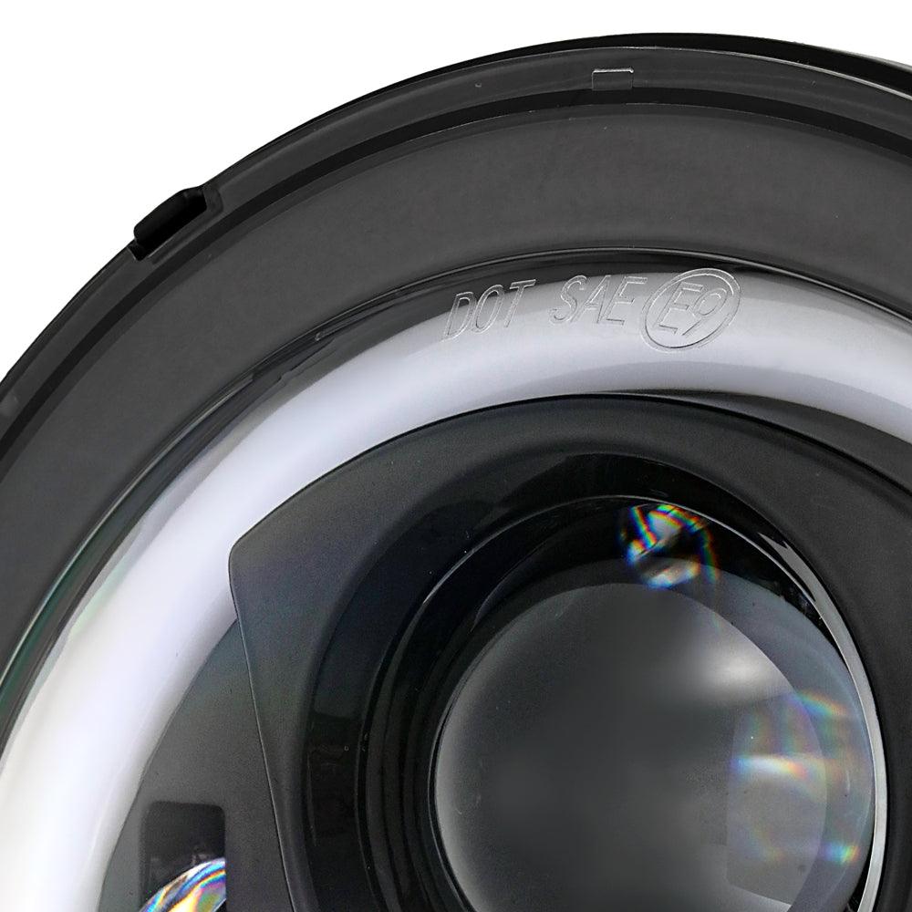 مجموعة مصابيح أمامية RGB مُحسّنة مقاس 9 بوصات + مصابيح ضباب مقاس 4 بوصات لسيارة Jeep Wrangler JL مع التحكم عبر التطبيق 