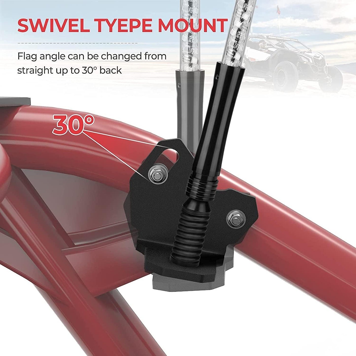 3FT/4FT LED RGB Whip Lights & Rear Pillar Flagpole Light Brackets Combo for Can-Am Maverick X3