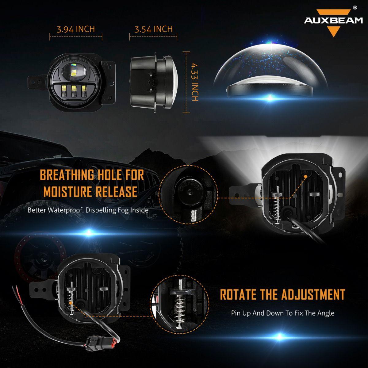 (2pcs/set) 30W 4 Inch LED Fog Lights with Adapter Ring &amp; 2 Brackets for Jeep Wrangler JL JLU 2018 2019 2020 2021, Jeep Gladiator JT 2019 2020 2021