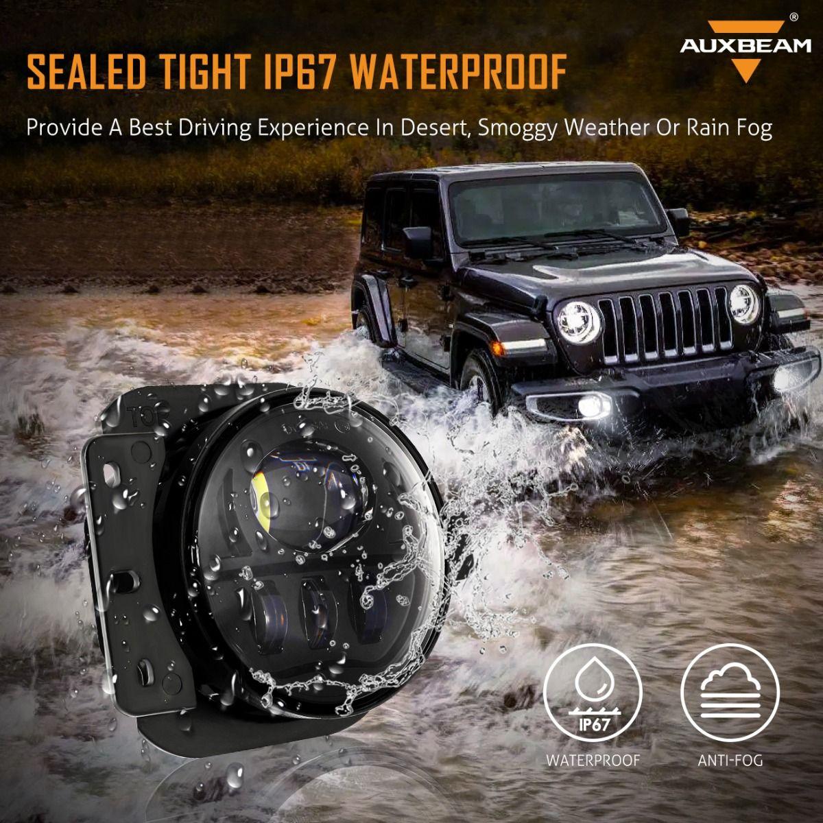 (2pcs/set) 30W 4 Inch LED Fog Lights with Adapter Ring &amp; 2 Brackets for Jeep Wrangler JL JLU 2018 2019 2020 2021, Jeep Gladiator JT 2019 2020 2021