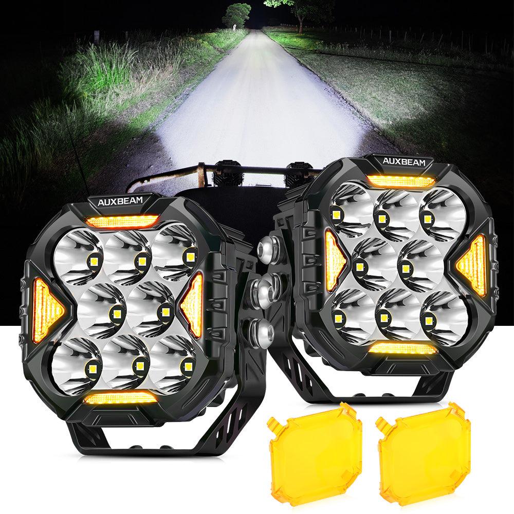 CUBE-Z Series 4 Inch Spot LED Pod Lights Off Road Lights with White DRL & Amber Turn Signal Lights - Auxbeam  – éclairage LED auto