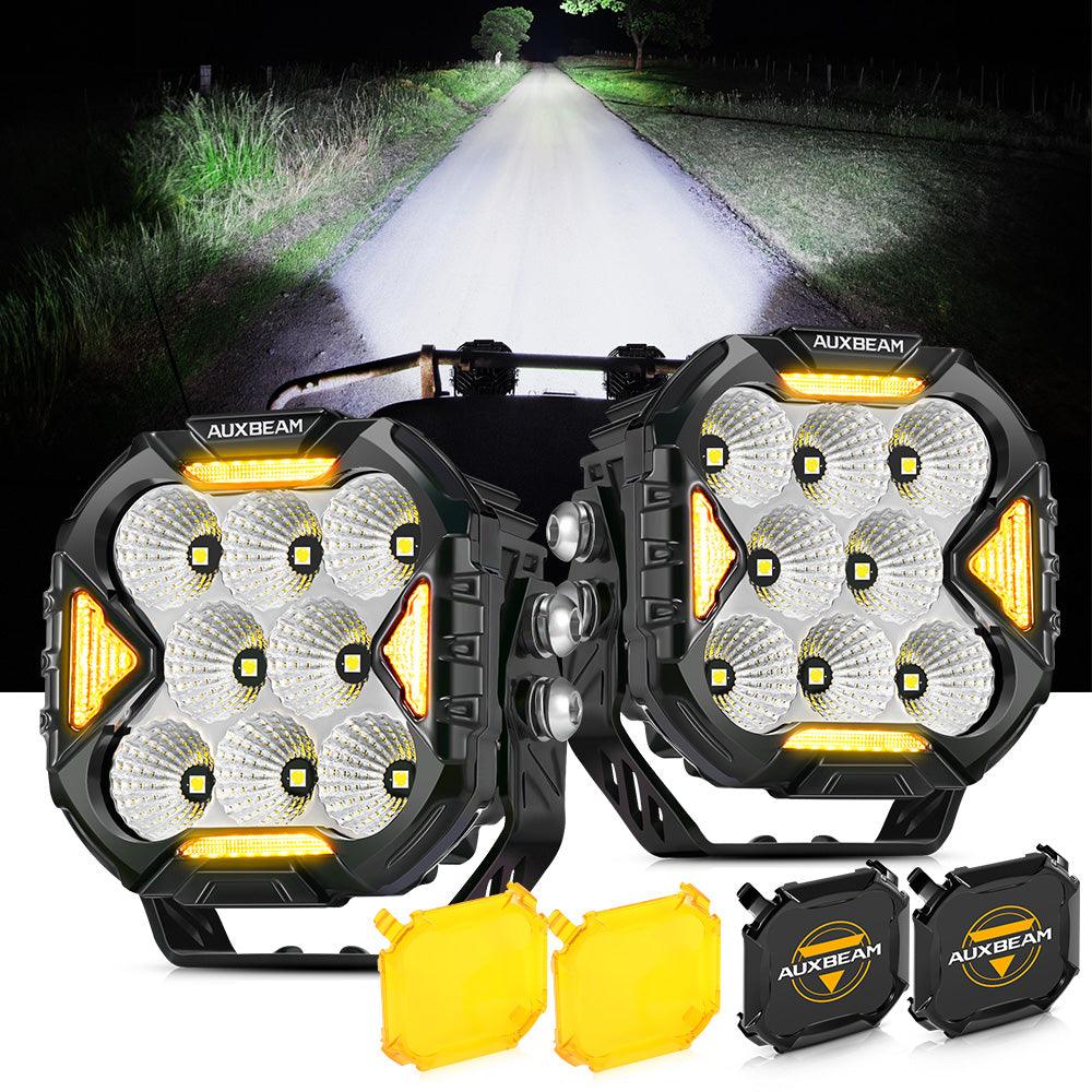 CUBE-Z Series 4 Inch Flood LED Pod Lights Off Road Lights with White DRL & Amber Turn Signal Lights - Auxbeam  – éclairage LED auto