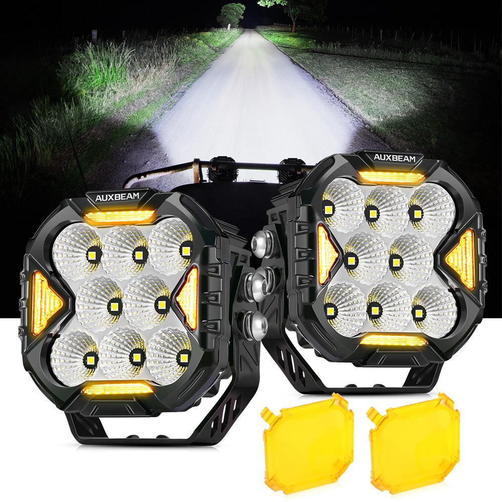 CUBE-Z Series 4 Inch Flood LED Pod Lights Off Road Lights with White DRL & Amber Turn Signal Lights - Auxbeam  – éclairage LED auto