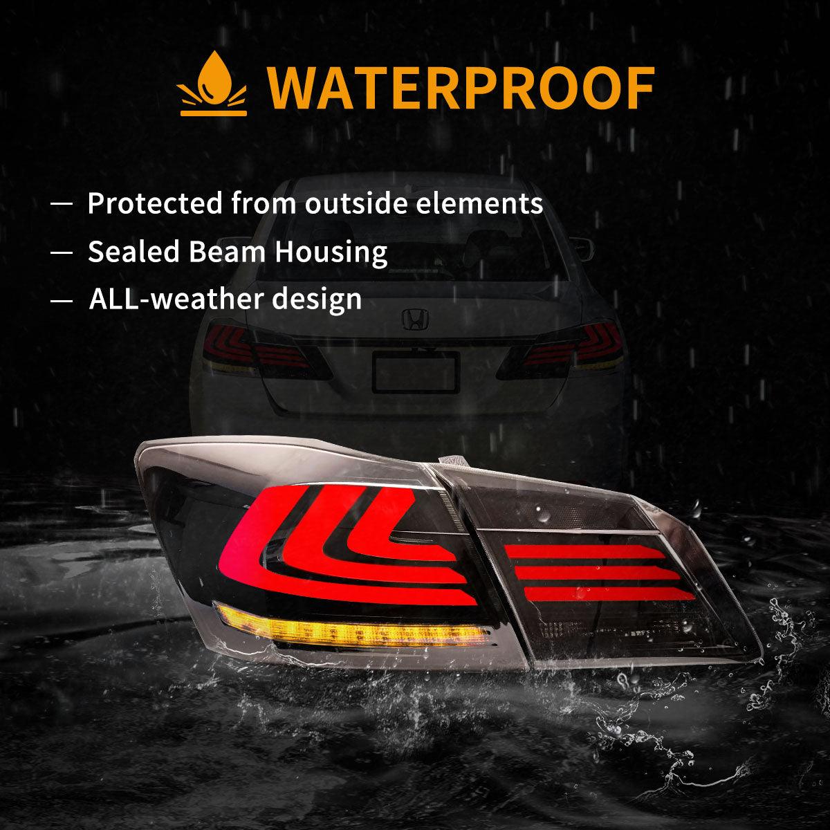 مجموعة مصابيح خلفية LED مع إشارة انعطاف متسلسلة لسيارة هوندا أكورد سيدان الجيل التاسع موديلات 2013-2017