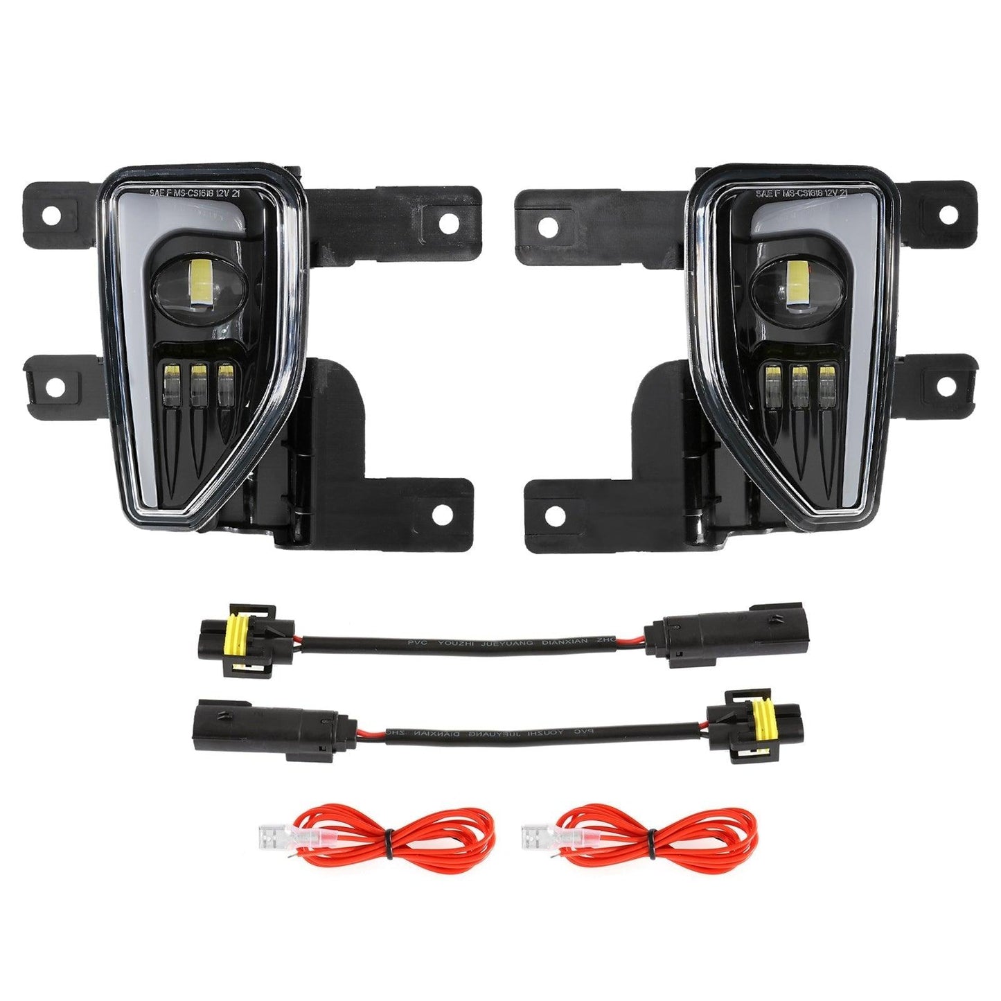 (2pcs/set) 45W LED DOT Fog Lights for 2016-2018 Chevy Silverado 1500 Black/Chrome