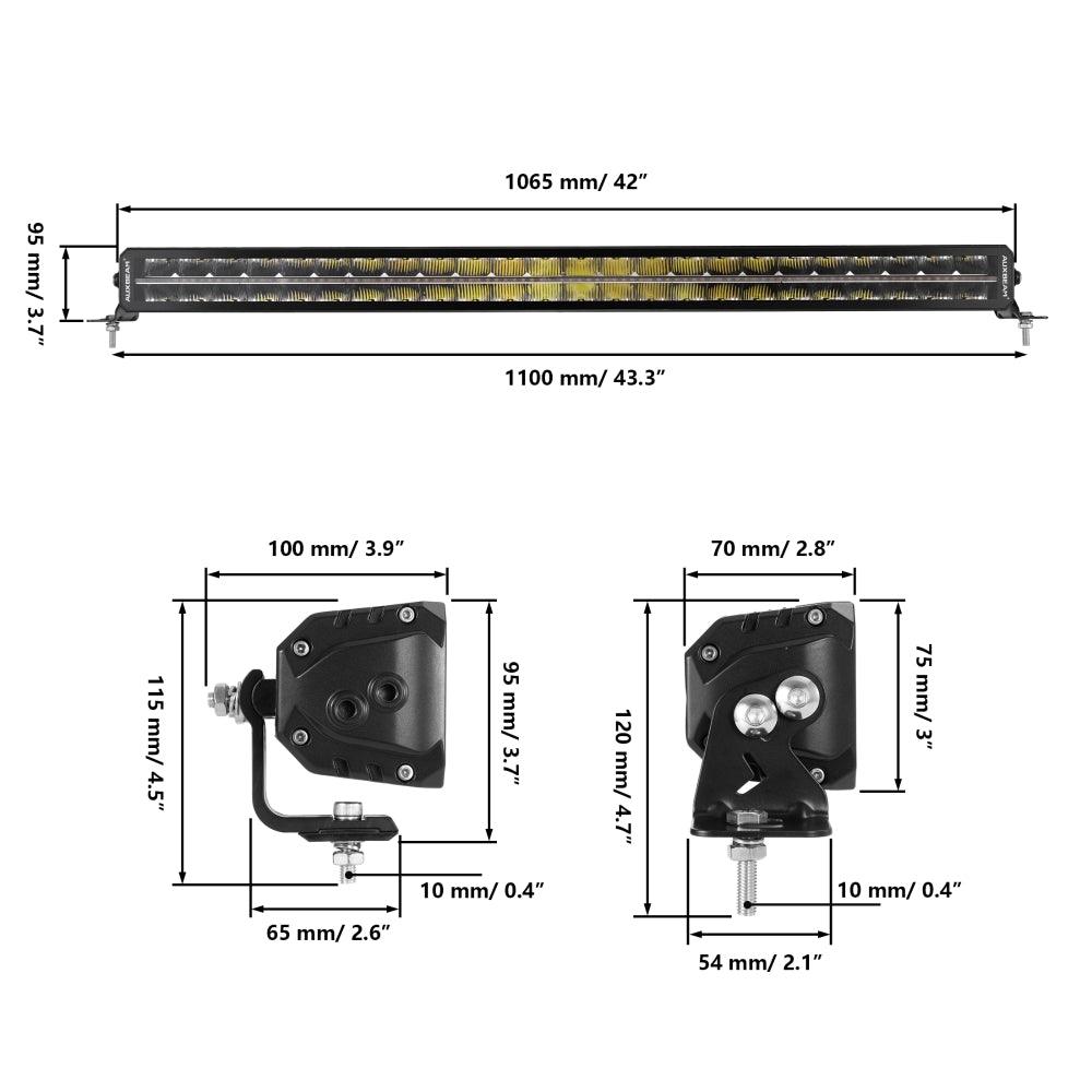 SP-DRL Series 42 Inch 278W 32640LM Dual Row Off Road LED Light Bar With Amber&White DRL