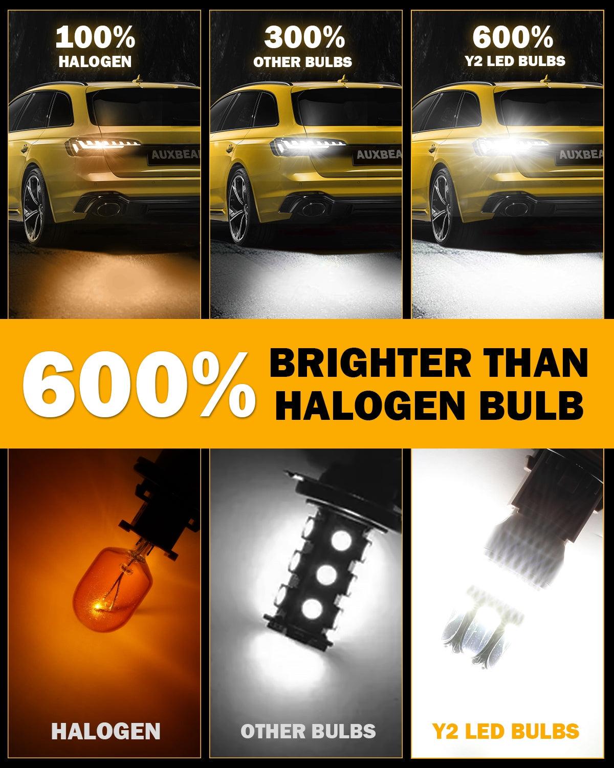 T20 7443 7440 LED Backup Reverse/Turn Signal/Brake Tail Light Bulbs 14W 6000LM CAN-Bus Error Free 6500K White Y2 Series | 2 Bulbs