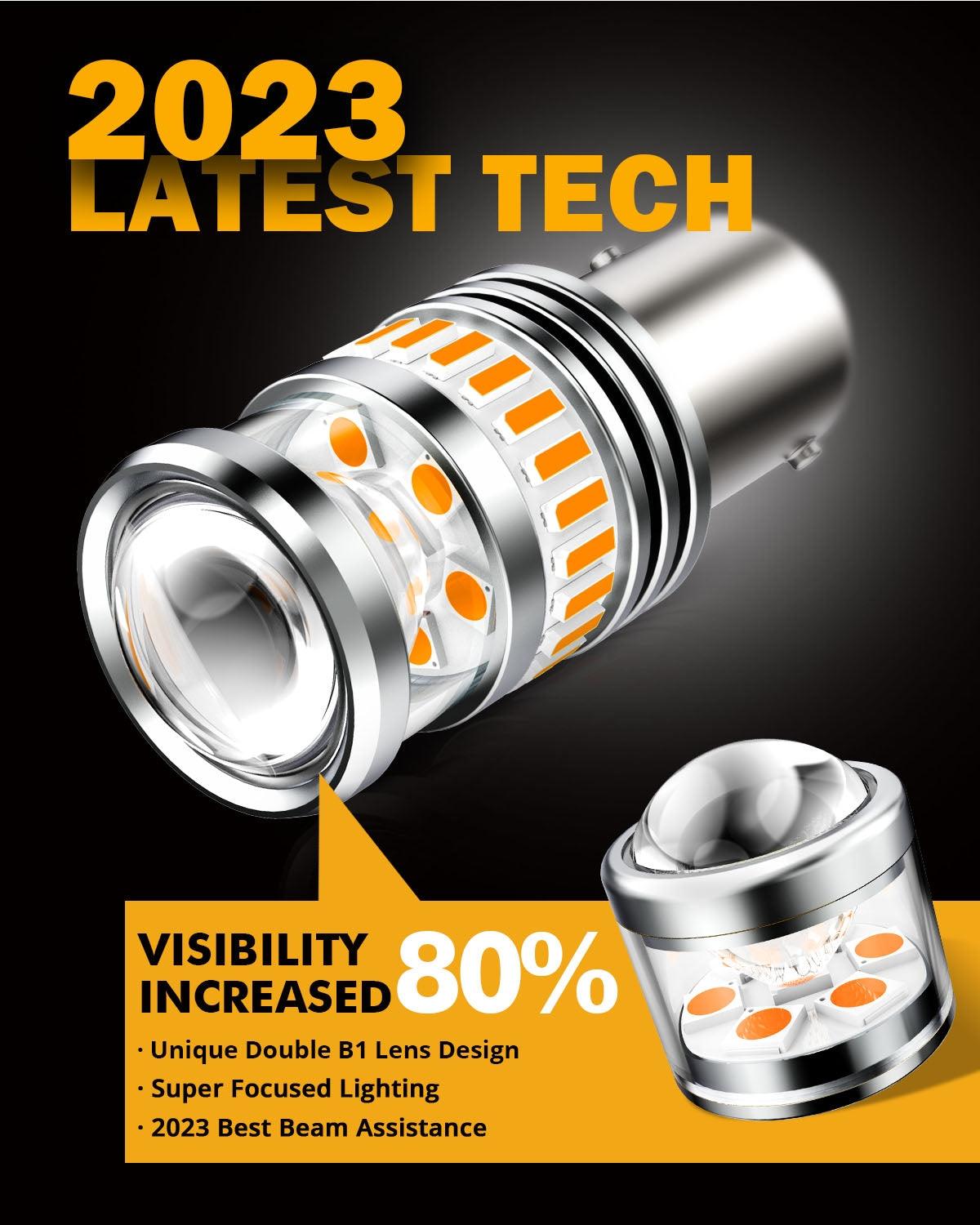 1157 BAY15D LED Turn Signal Light Rear/Front, Side Maker Light Bulbs 11W 4000LM 3500K Amber B1 Series | 2 Bulbs