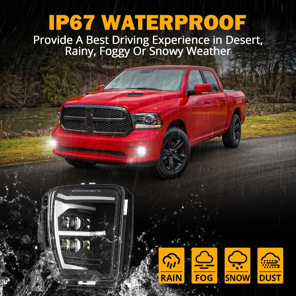 (2pcs/set) DOT Approved LED Fog Lights with DRL for Dodge Ram 1500 2013-2018