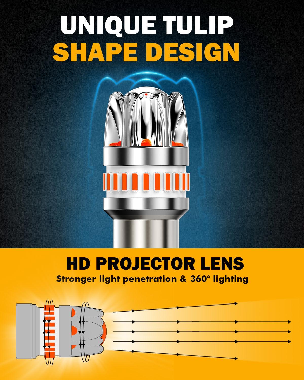 1157 BAY15D LED Brake/Tail Light Bulbs 14W 6000LM CAN-Bus Error Free Red Y2 Series | 2 Bulbs