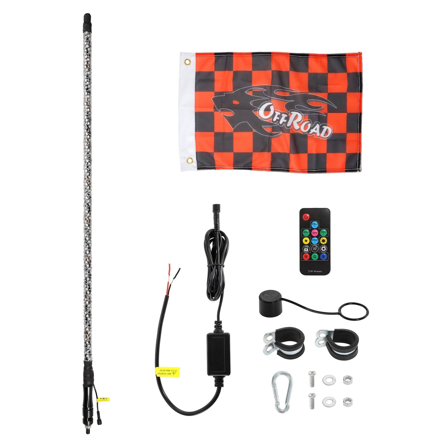 3FT RGB LED Whip Light Rotating Color Changing Flag Pole with Remote Control