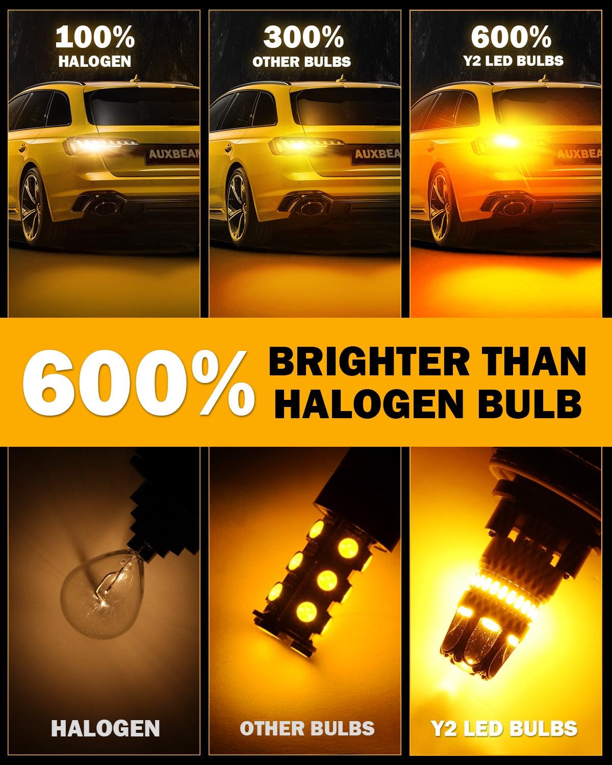 T25 3157 3156 LED Turn Signal Light Rear/Front, Side Maker Light Bulbs 14W 6000LM CAN-Bus Error Free 3000K Amber Y2 Series | 2 Bulbs