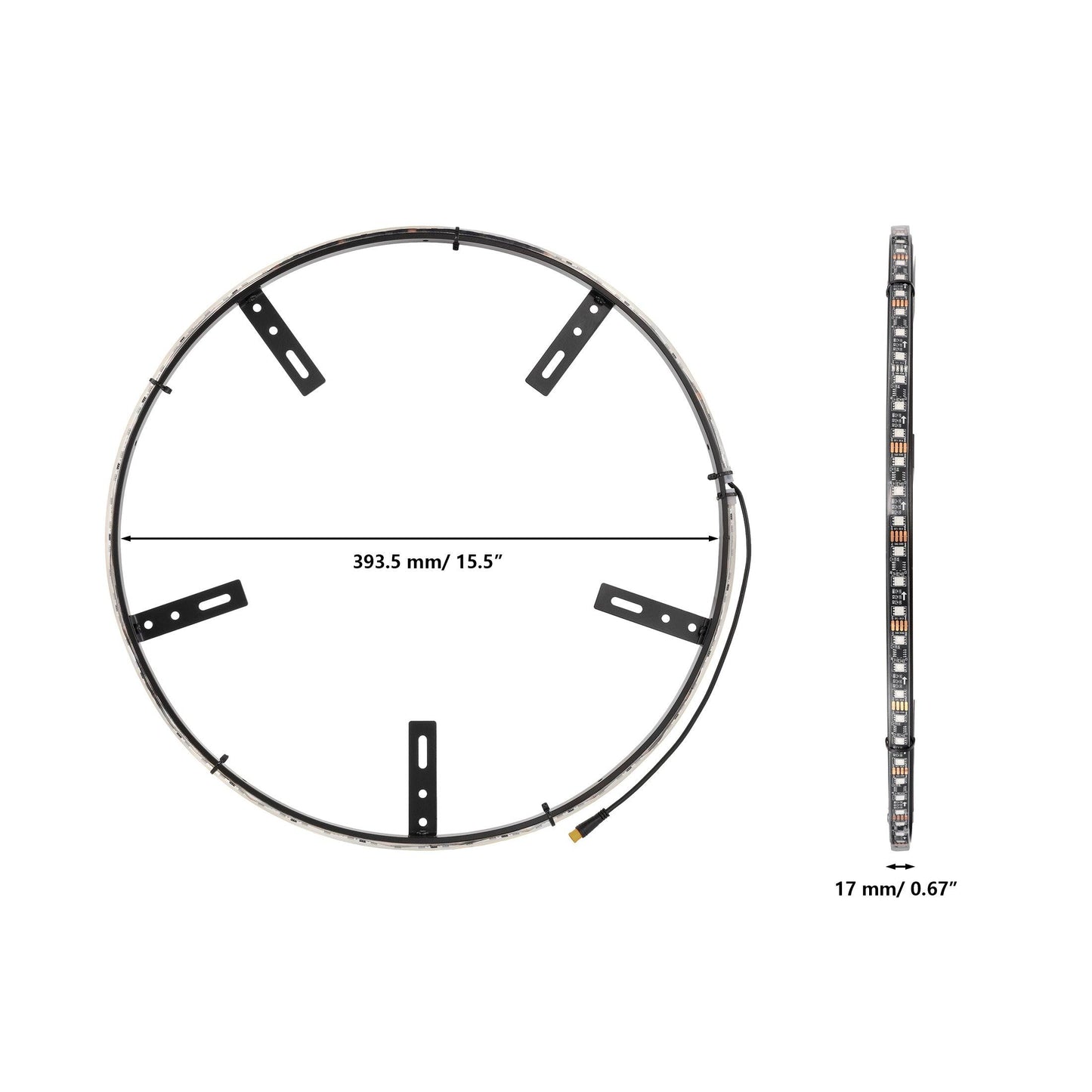 (4 قطع/مجموعة) مصابيح حلقة عجلة LED RGB مقاس 15.5 بوصة ضوء نيون سحري ملون مع تطبيق وجهاز تحكم عن بعد RF