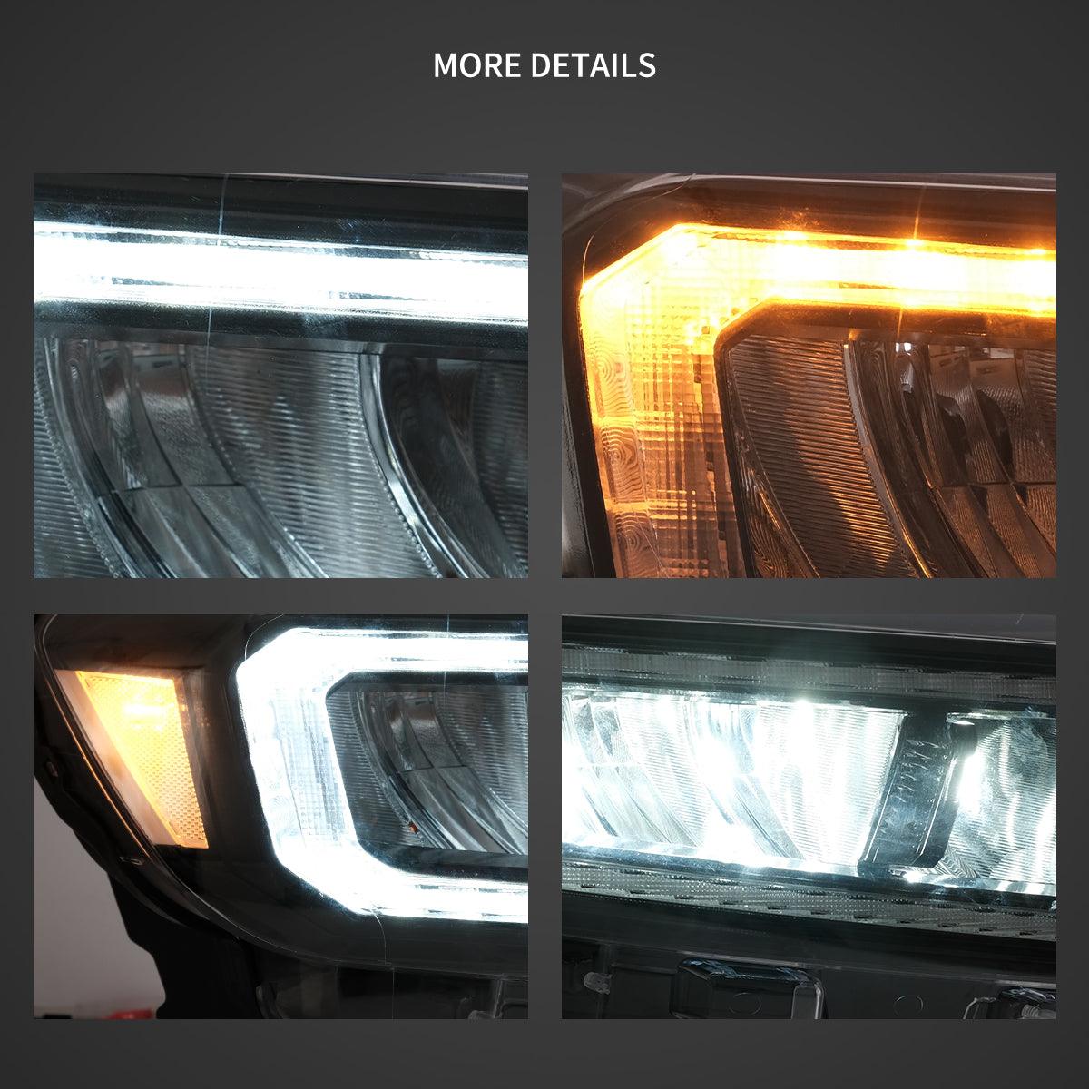 LED Headlight Assembly Matrix Projector Black For 2015-2021 Ford Ranger 3th Gen P375 [Inrternational Types] Facelift