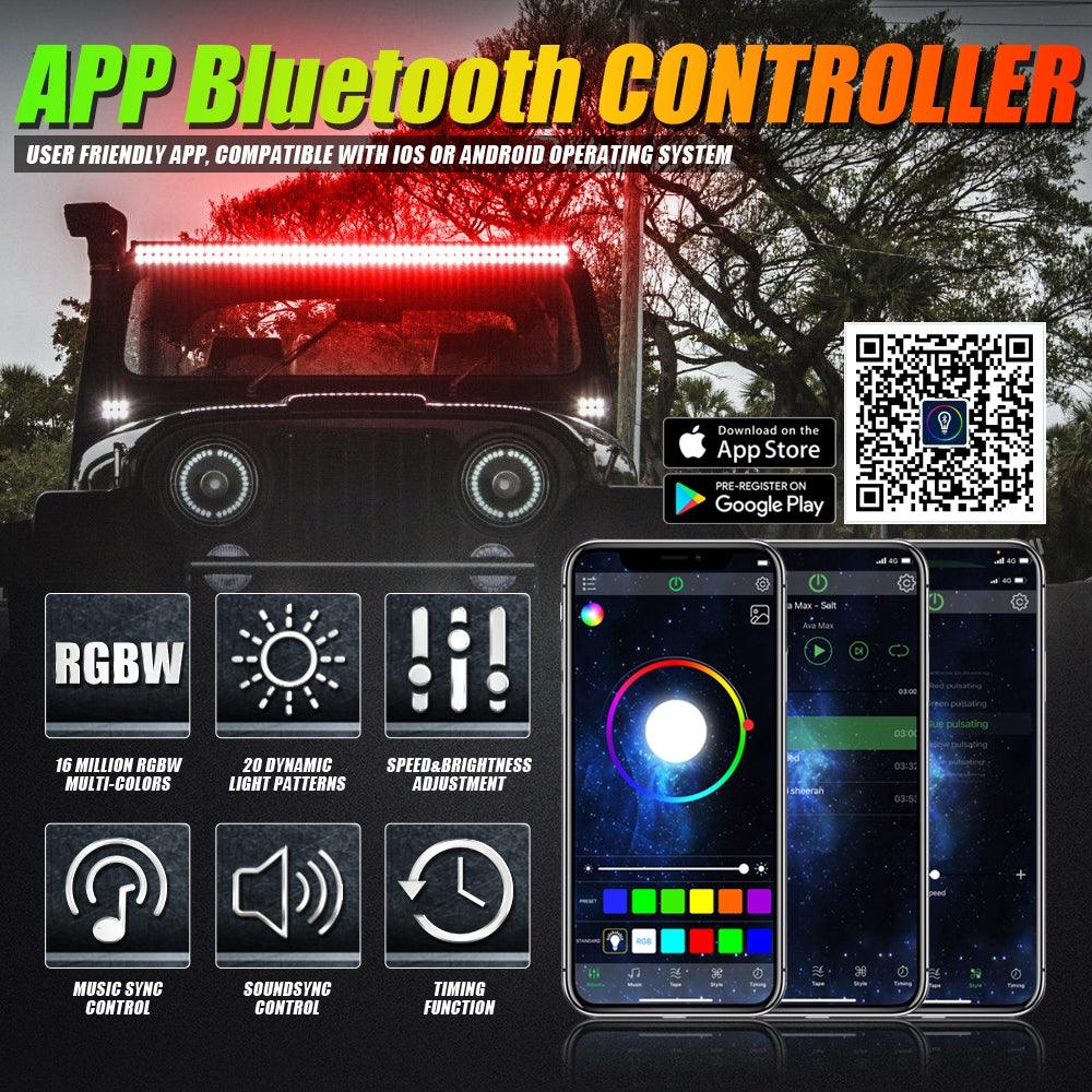 New 22 Inch V-PRO Series Straight RGBW Color Changing Off Road Led Light Bar for ATV UTV SIDE BY SIDES