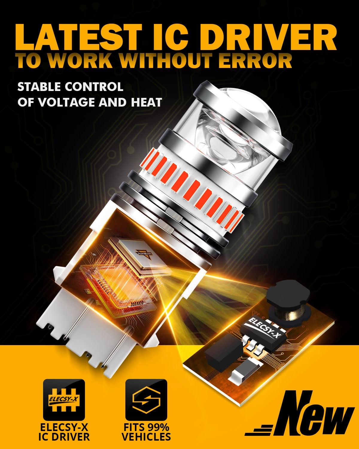 T25 3157 3156 LED Brake/Tail Light Bulbs 11W 4000LM Red B1 Series | 2 Bulbs