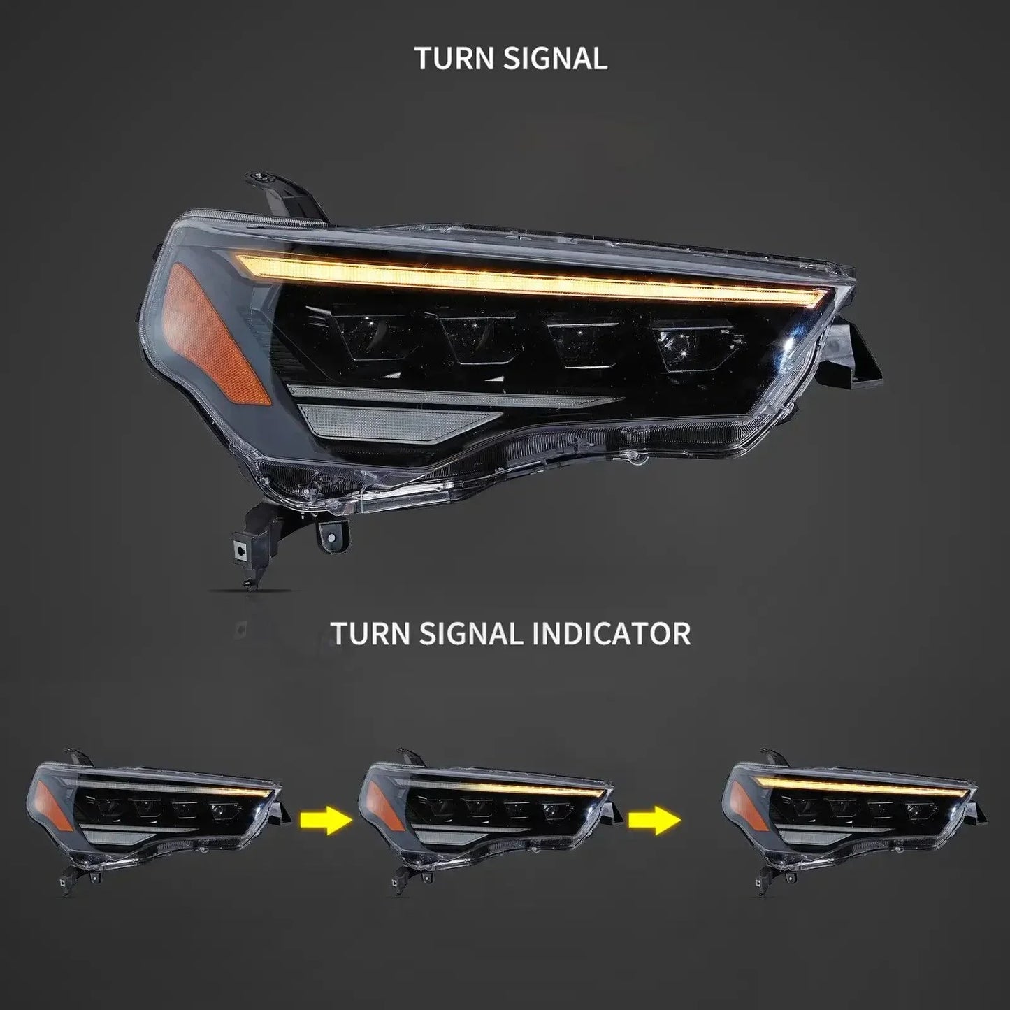 LED Headlight Assembly 4Pcs Projector Upgrade For 2014-2024 Toyota 4Runner