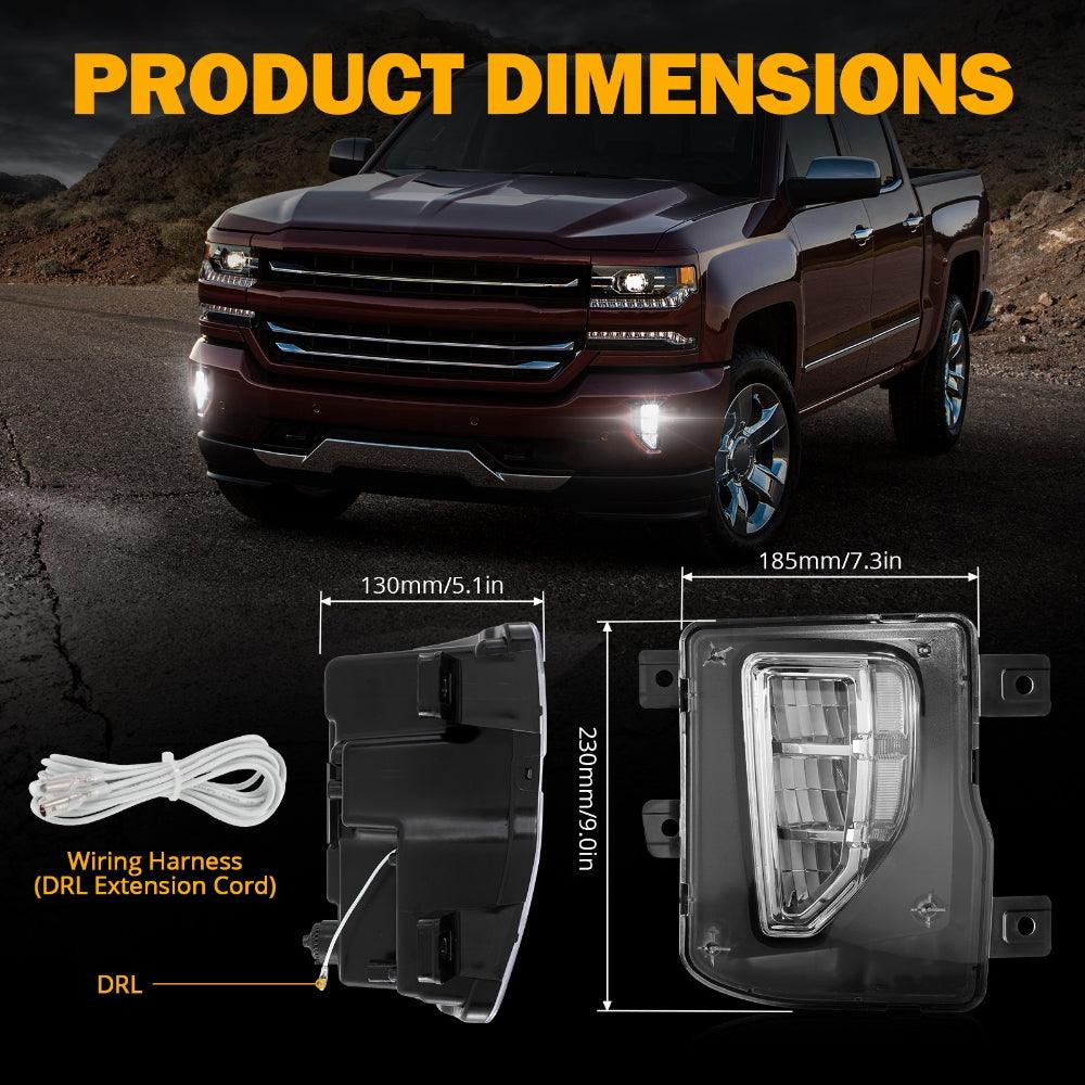45W LED Fog Lights with DRL for 2016-2018 Chevy Silverado 1500