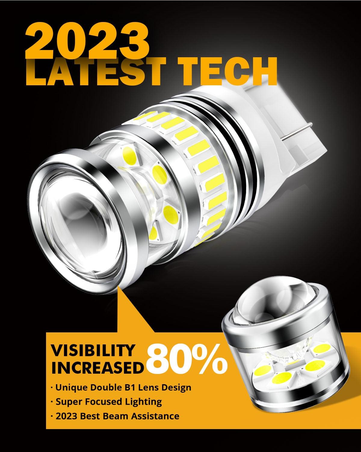 T20 7443 7440 LED Backup Reverse/Turn Signal/Brake Tail Light Bulbs 11W 4000LM 6500K White B1 Series | 2 Bulbs