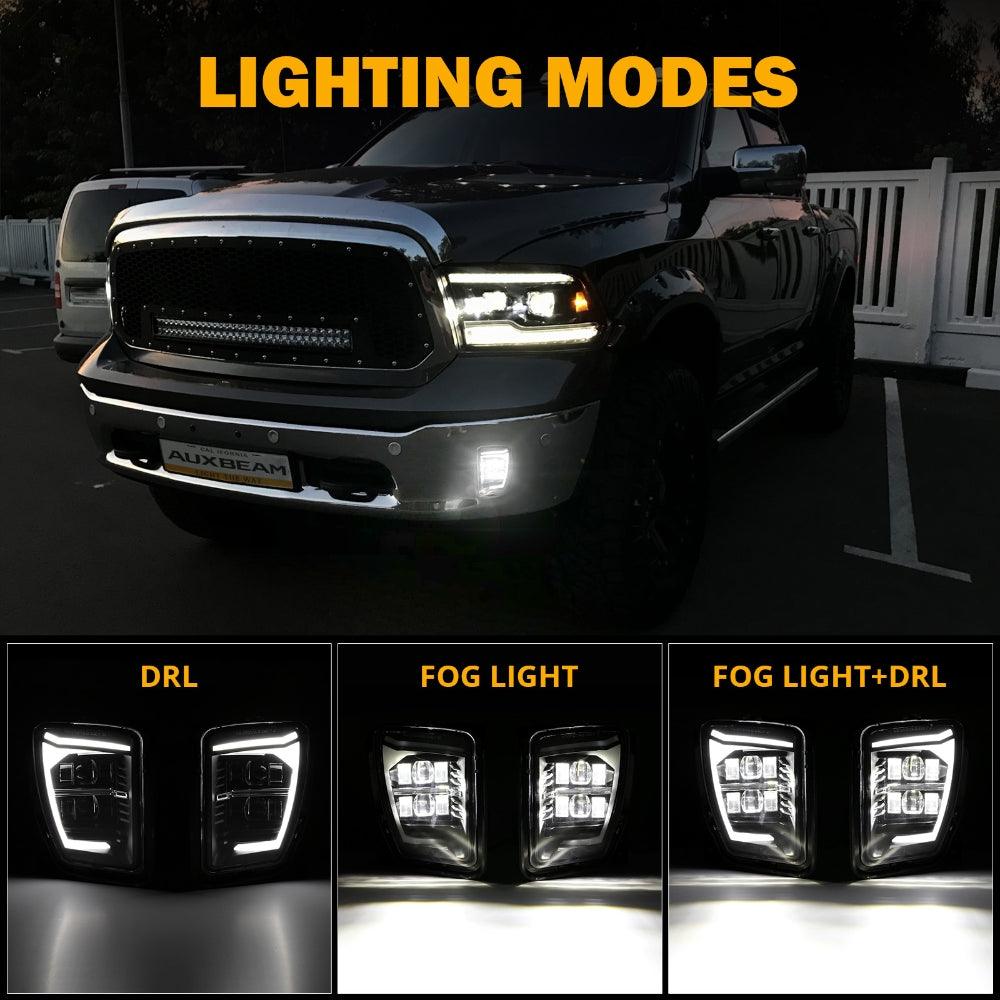 (2pcs/set) DOT Approved LED Fog Lights with DRL for Dodge Ram 1500 2013-2018