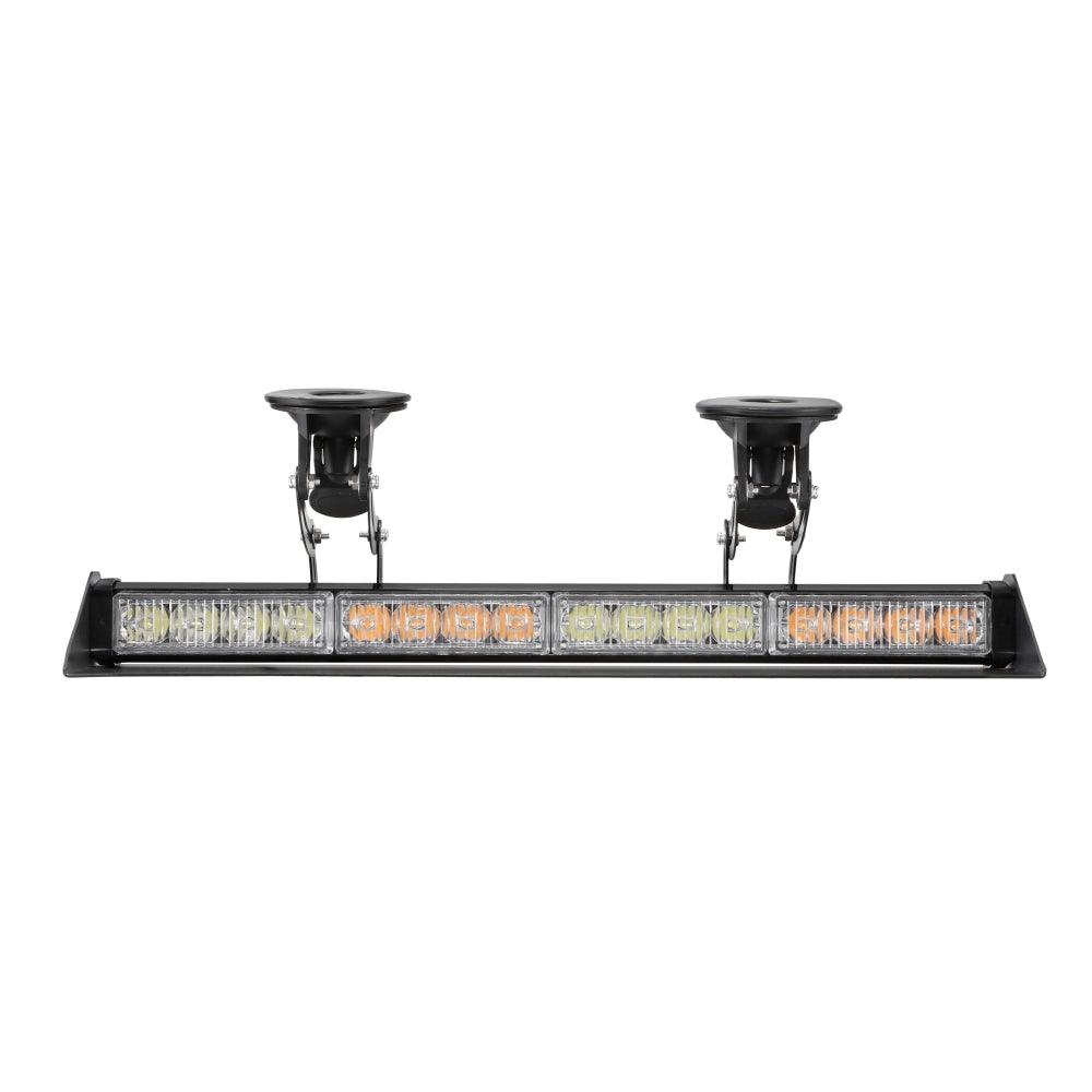 شريطان ضوئيان وامضان مقاس 17 بوصة على الزجاج الأمامي ولوحة القيادة مزودان بـ 20 نمطًا وامضًا مع حامل شفط للمركبات والشاحنات والسيارات الرياضية متعددة الاستخدامات والمركبات الرباعية