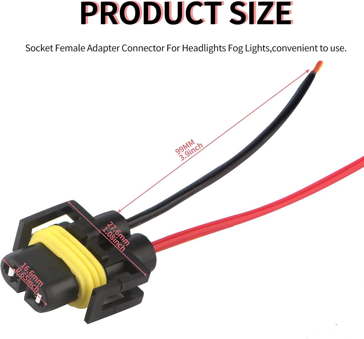 H11 LED Headlight Socket Male &amp; Female Adapter Wiring Harness Connector for Headlight/Fog Light 4pcs/Set