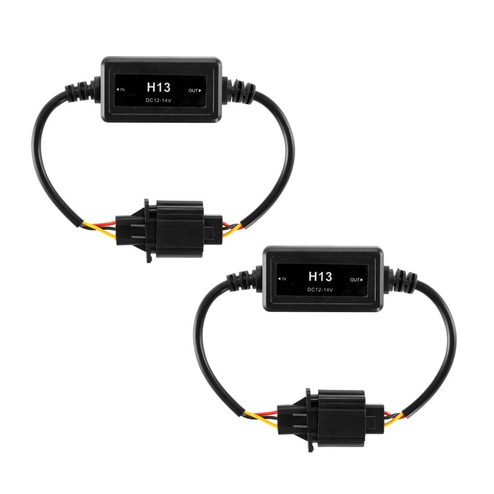 H13/9008 C10-MODEL Enhanced LED Headlight Bulbs Canbus Decoder Anti-Flicker Hyper Flash No Warning Harness Resistor Conversion Kit 2pcs/set