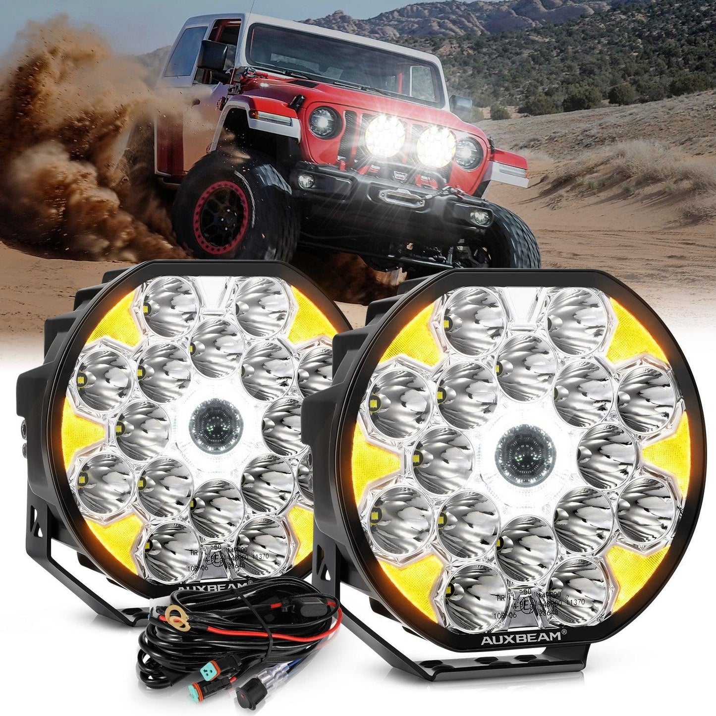 360-Ultra Series 8.5 Inch 220W LED Spot Driving Light Off Road Lights with White DRL&Amber Turn Signal Light - Auxbeam  – éclairage LED auto