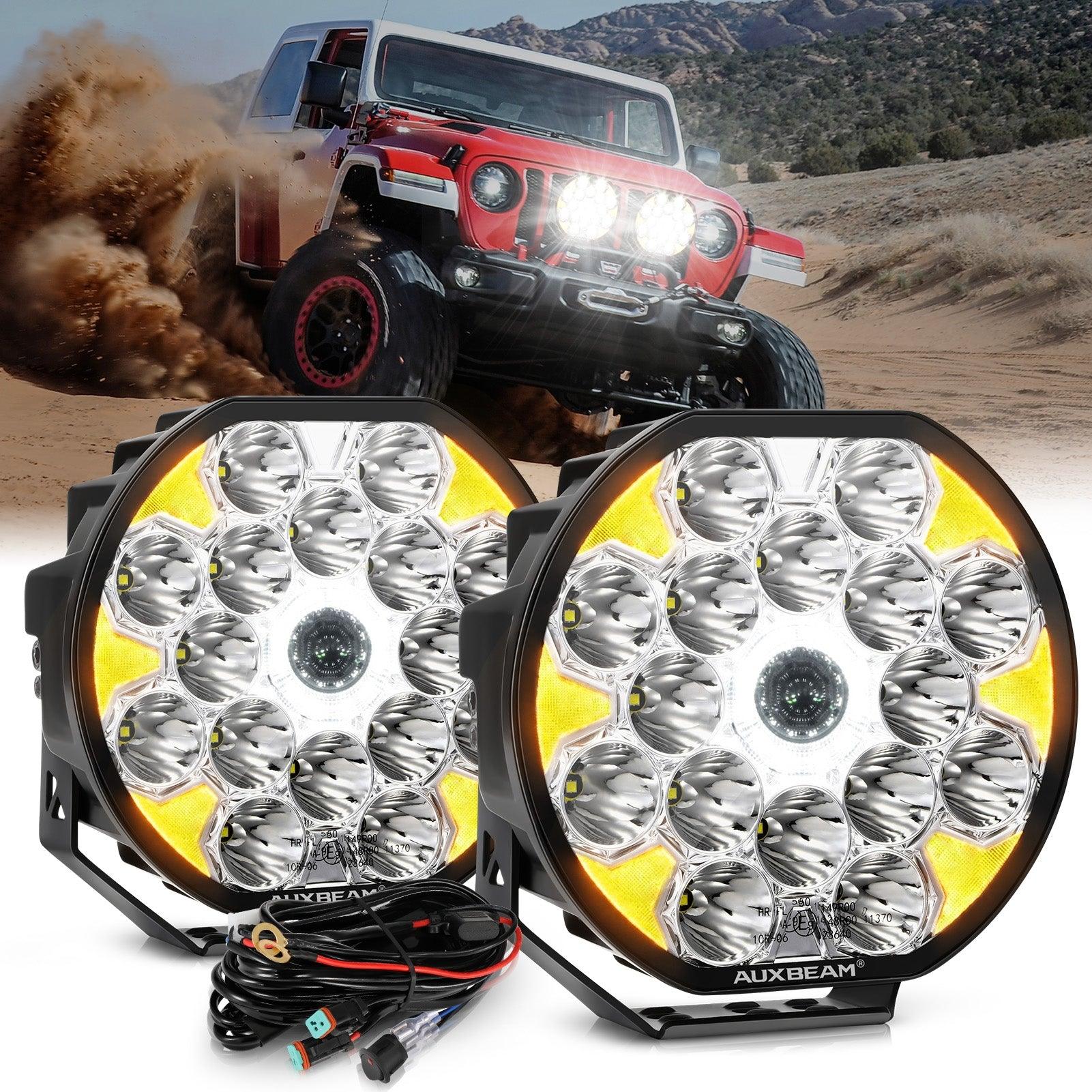 360-Ultra Series 8.5 Inch 220W LED Spot Driving Light Off Road Lights with White DRL&Amber Turn Signal Light - Auxbeam  – éclairage LED auto