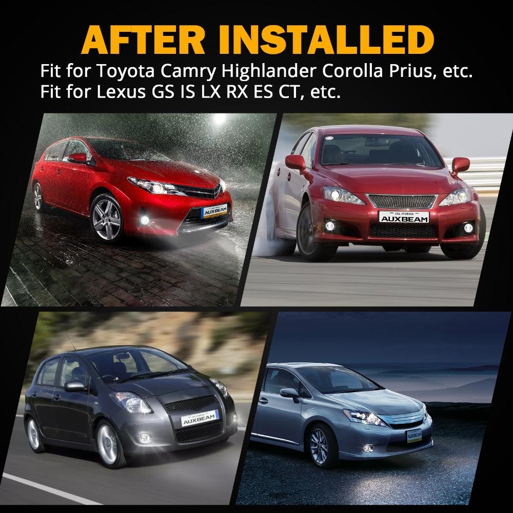 LED Fog Lights with Halo DRL Universal Fit for Toyota Camry Corolla RAV4 Yaris Prius Highlander Venza Avalon Matrix Solara, Led Fog Lamps for Lexus GS IS LX RX ES CT