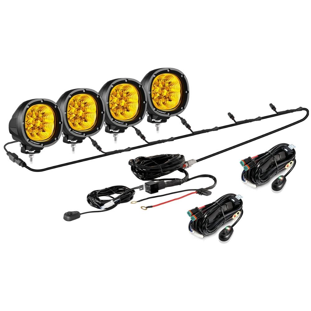 P4 Series | 4 Inch 90W 9000LM Round LED Driving Lights Flood Amber Pod Lights - Auxbeam  – éclairage LED auto