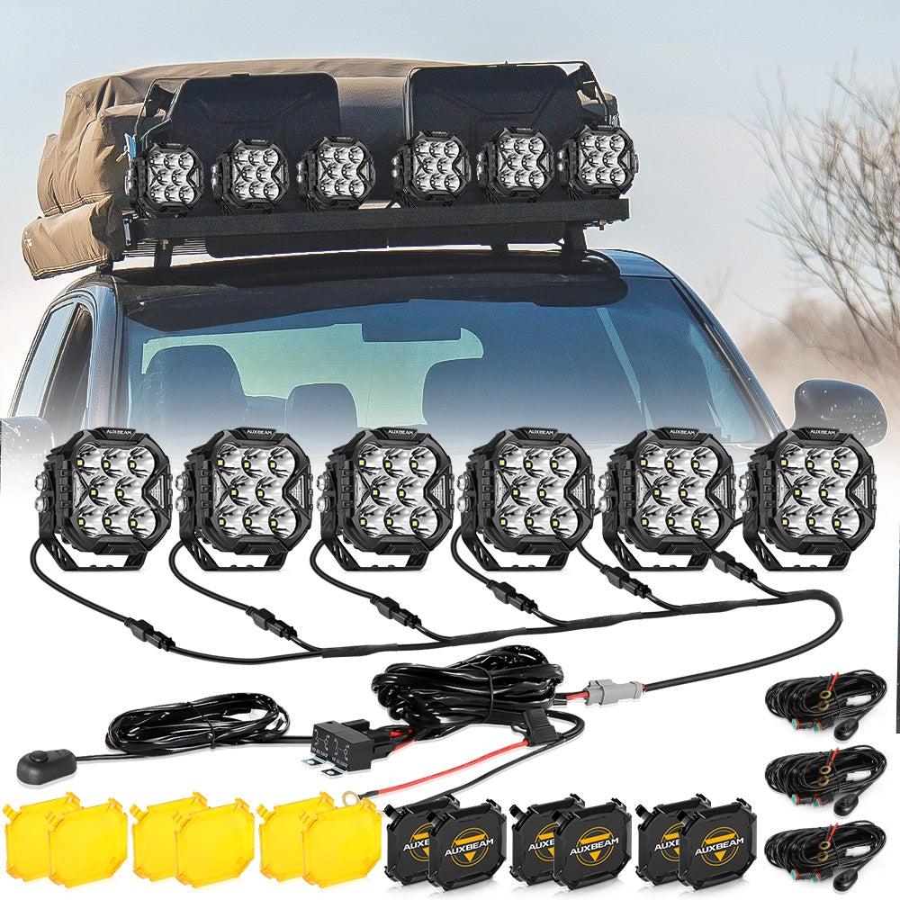 CUBE-Z Series 4 Inch Spot LED Pod Lights Off Road Lights with White DRL & Amber Turn Signal Lights - Auxbeam  – éclairage LED auto