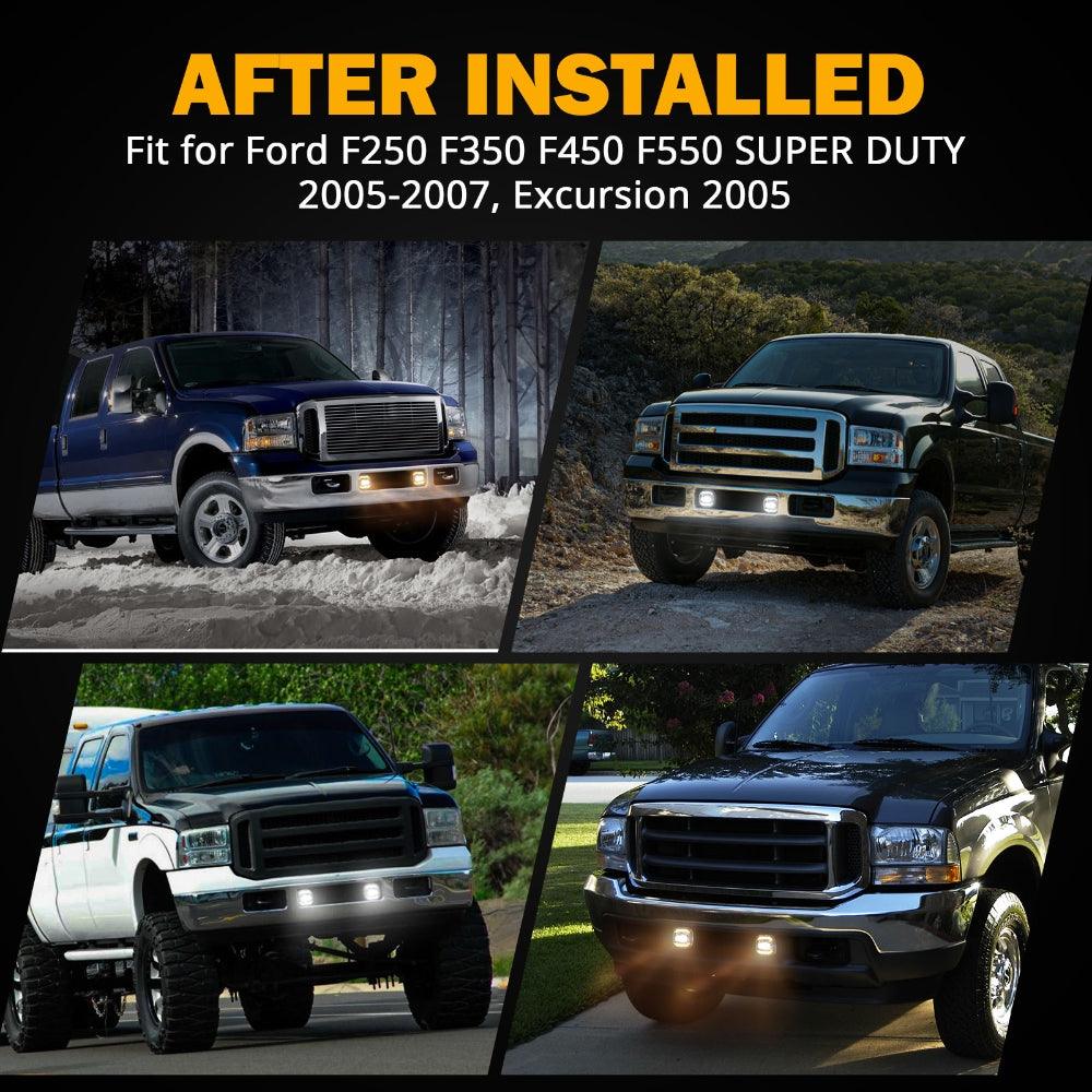 LED Fog Lights with White DRL &amp; Amber Turn Signals for FORD F250 F350 F450 F550 Super Duty 2005 2006 2007 