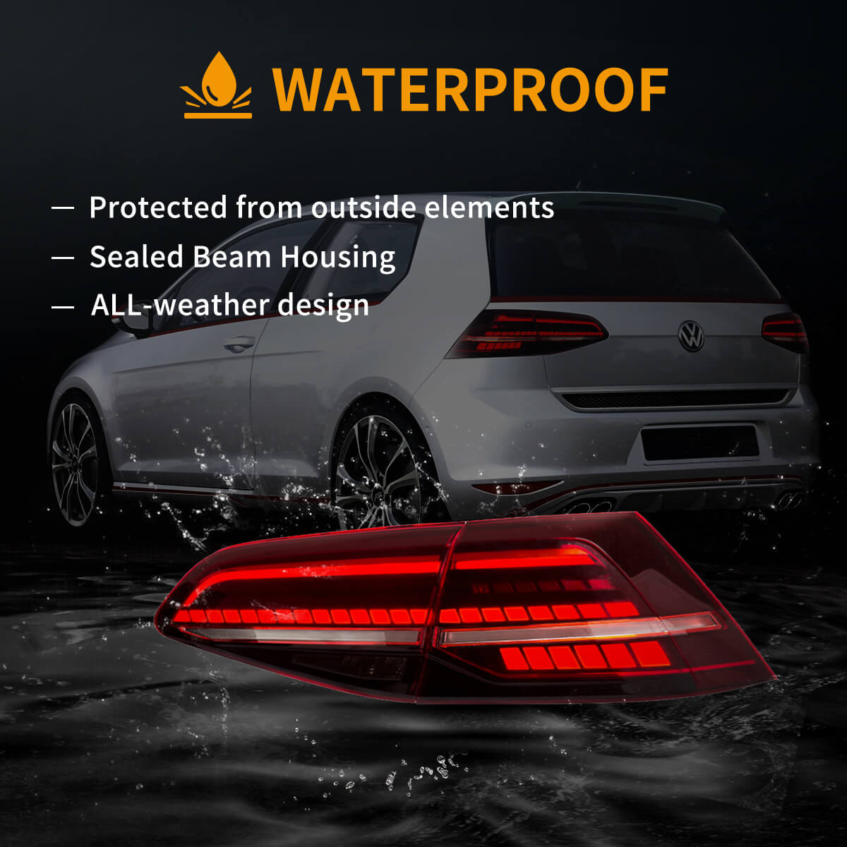 LED Tail Light Assembly With Sequential Turn Signal For 2013-2021 Volkswagen Golf MK7 MK7.5 Hatchback