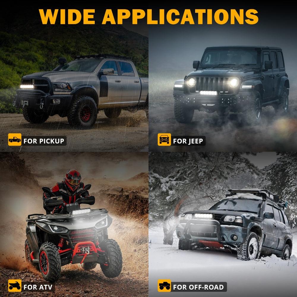 SP-DRL Series 12 Inch 70W 8160LM Dual Row Off Road LED Light Bar With Amber&White DRL